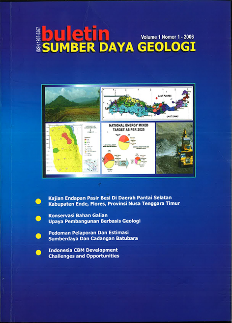 Kajian Endapan Pasir Besi di Daerah Pantai Selatan, Kabupaten Ende, Flores, Proinsi Nusa Tenggara Timur  Konservasi Bahan Galian, Upaya Pembangunan Berbasis Geologi  Pedoman Pelaporan dan Estimasi Sumber Daya dan Cadangan Batubara  Indonesia CBM Developme